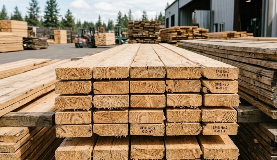 Graded reclaimed lumber stacked and ready for delivery